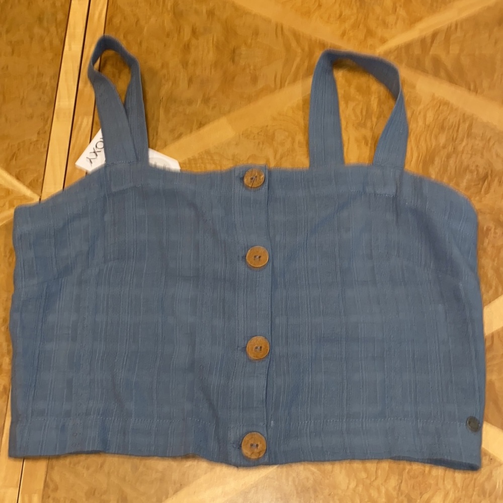 NWT!! Roxy Women's Ocean Groove Cropped Tank Top Blue Shadow Size Medium